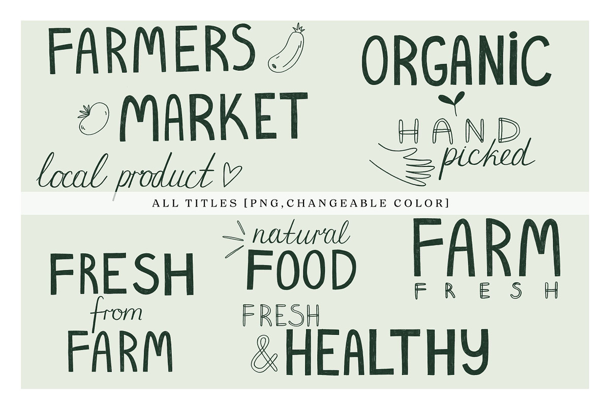 Organic Food Clipart & Branding, a Food Illustration by Illustrations Lazarteva (Photo 5 of 10)