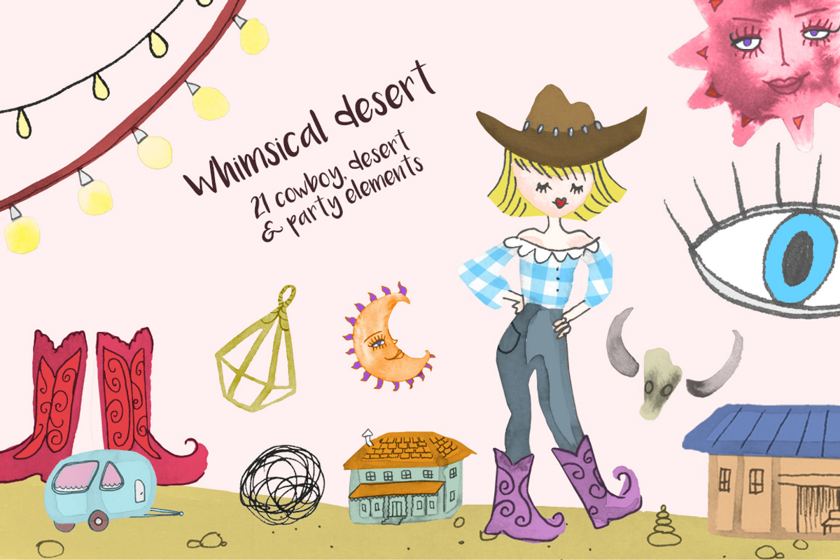 Bohemian Summer Watercolor Set, a Decorative Illustration by SimpleThings (Photo 4 of 9)