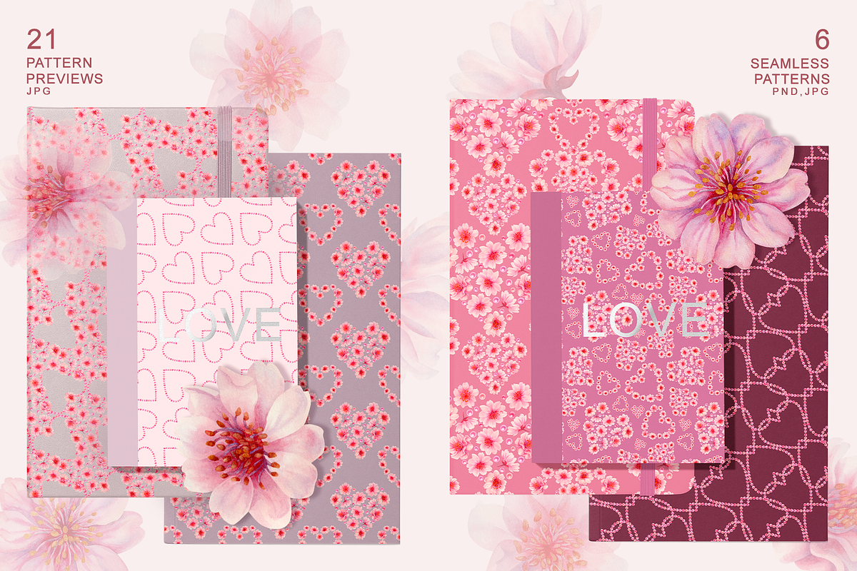 Cherry Blossom Hearts, a Decorative Illustration by EL_SUHOVA (Photo 13 of 15)