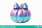 Iridescent Fall Pumpkin PNG, an Illustration by Watercolor design (Thumbnail 1 of 3)