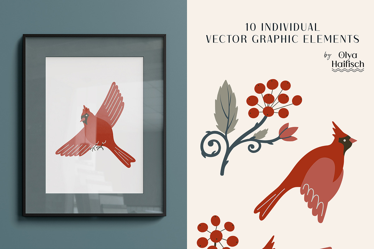 Northern Cardinal Seamless Patterns, a Pattern Graphic by Olya Haifisch (Photo 5 of 6)