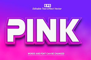 Vector Pink 3d Editable Text Effect