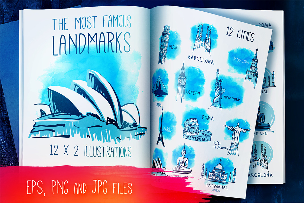 12 Famous Landmarks in Vector, an Illustration by Varvara Gorbash (Photo 1 of 3)