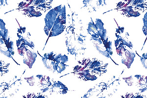 Watercolor leaves seamless pattern