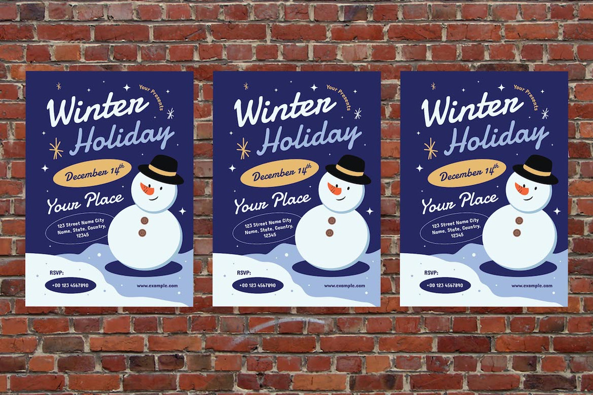 Blue Flat Winter Holiday Flyer Set, a Flyer Template by Aiyari Graphic (Photo 3 of 3)