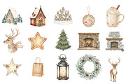 North Christmas Watercolor Clipart, an Illustration by Designking (Thumbnail 2 of 5)