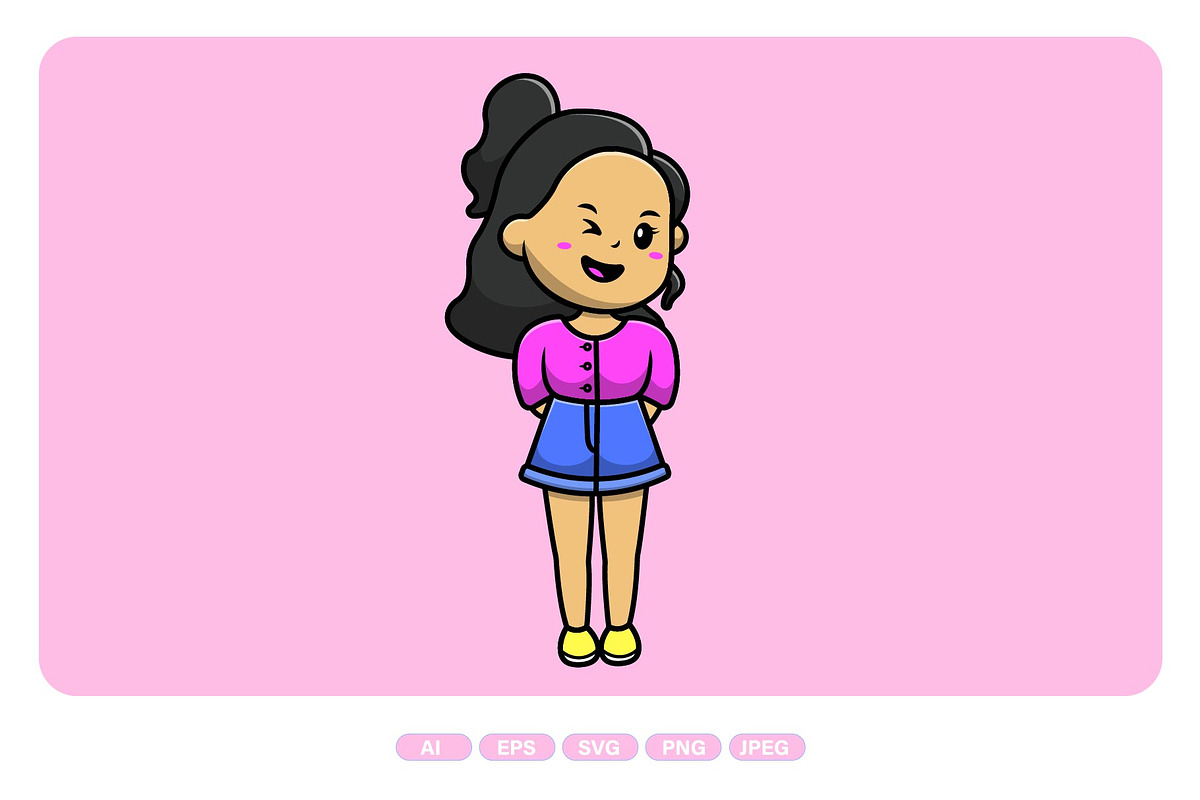 Cute Girl Standing, a Person Illustration by Artstorystudio (Photo 1 of 3)