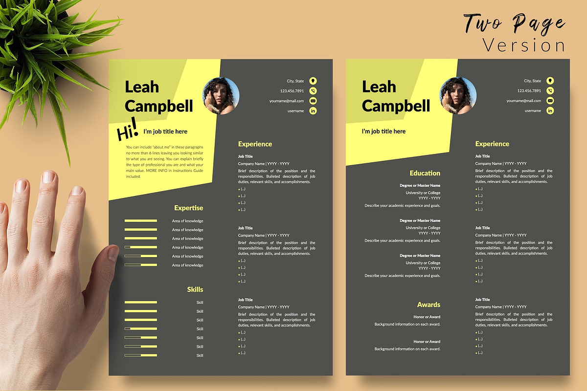 Modern Resume Design / CV - Leah, a Resume Template by Templates Design Co. (Photo 3 of 17)