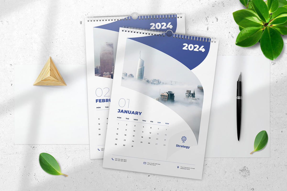 Wall Calendar 2024, a Print Template by Uiparvin (Photo 2 of 2)