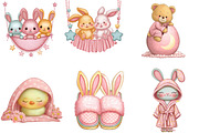 Slumber Party Easter Clipart, an Illustration by DreamArtGraphic (Thumbnail 4 of 5)