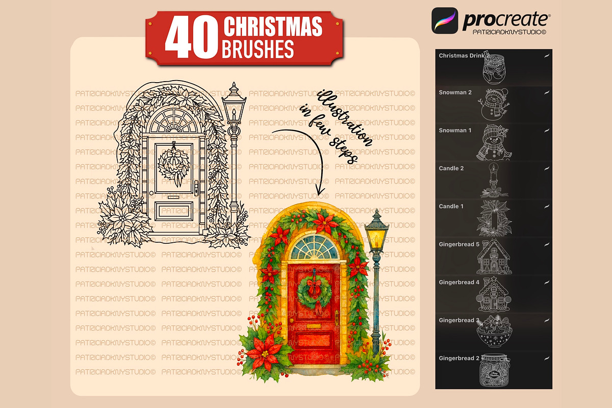 Christmas brushes for Procreate, a Brush Add-On by PDknyStudio (Photo 5 of 5)