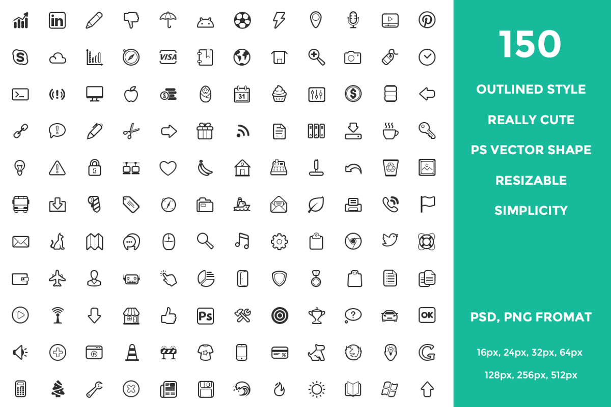 Outlined Style Icon Set, an Outline Icon by Web Icon Set (Photo 2 of 3)