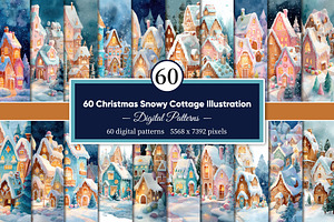 Christmas Snowy Cottage Illustration, a Decorative Illustration by Housui Patterns