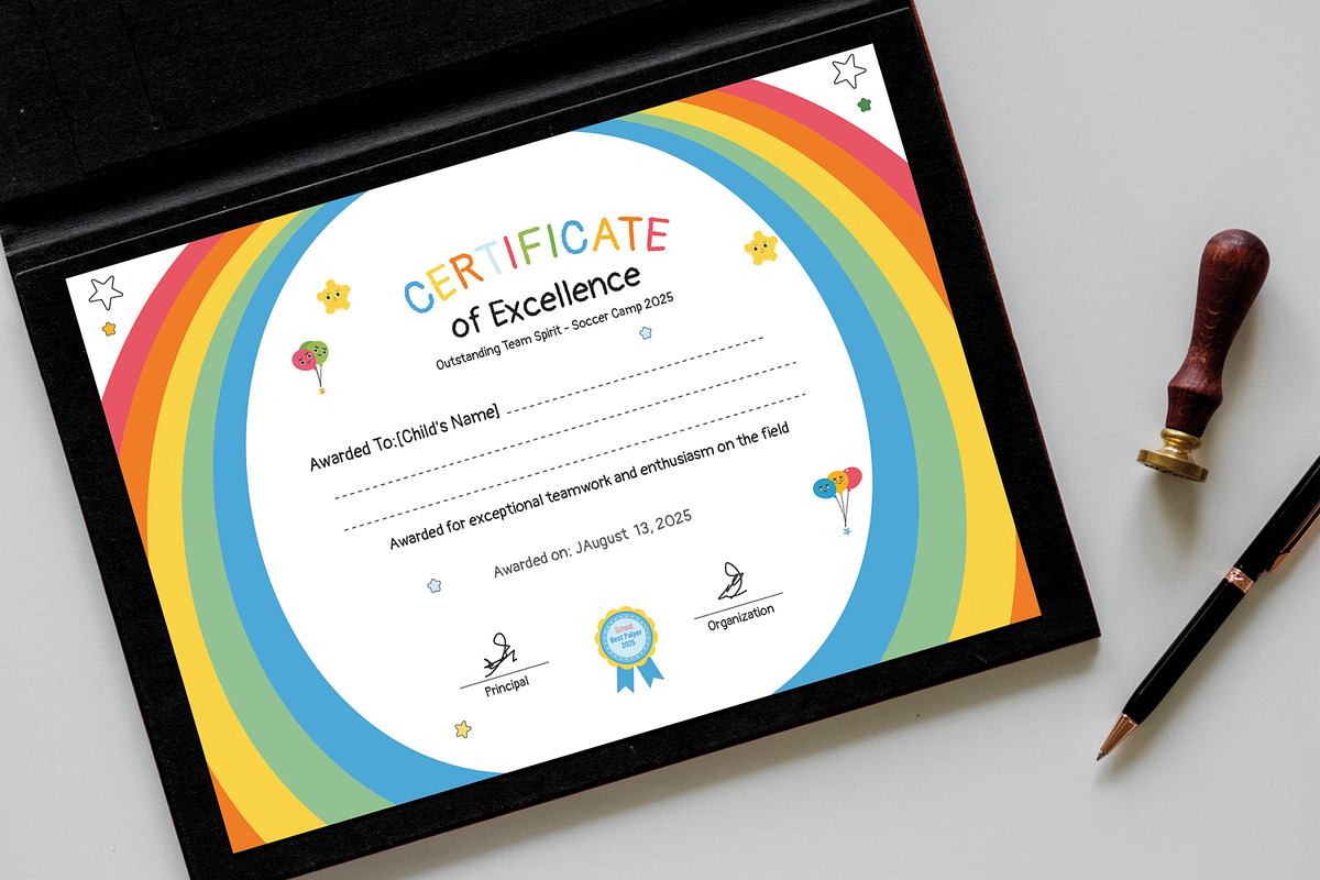 Certificate Template for Children, a Stationery Template by MightyDesign (Photo 3 of 6)