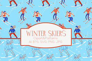 Vintage Winter Skiers