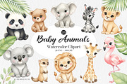 Baby Animals Watercolor Clipart, an Animal Illustration by Primrose Blume (Thumbnail 1 of 5)