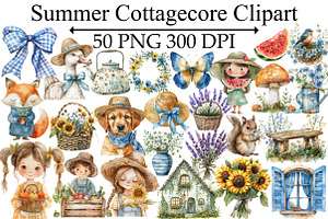 Summer Cottagecore Clipart, an Illustration by Design Market