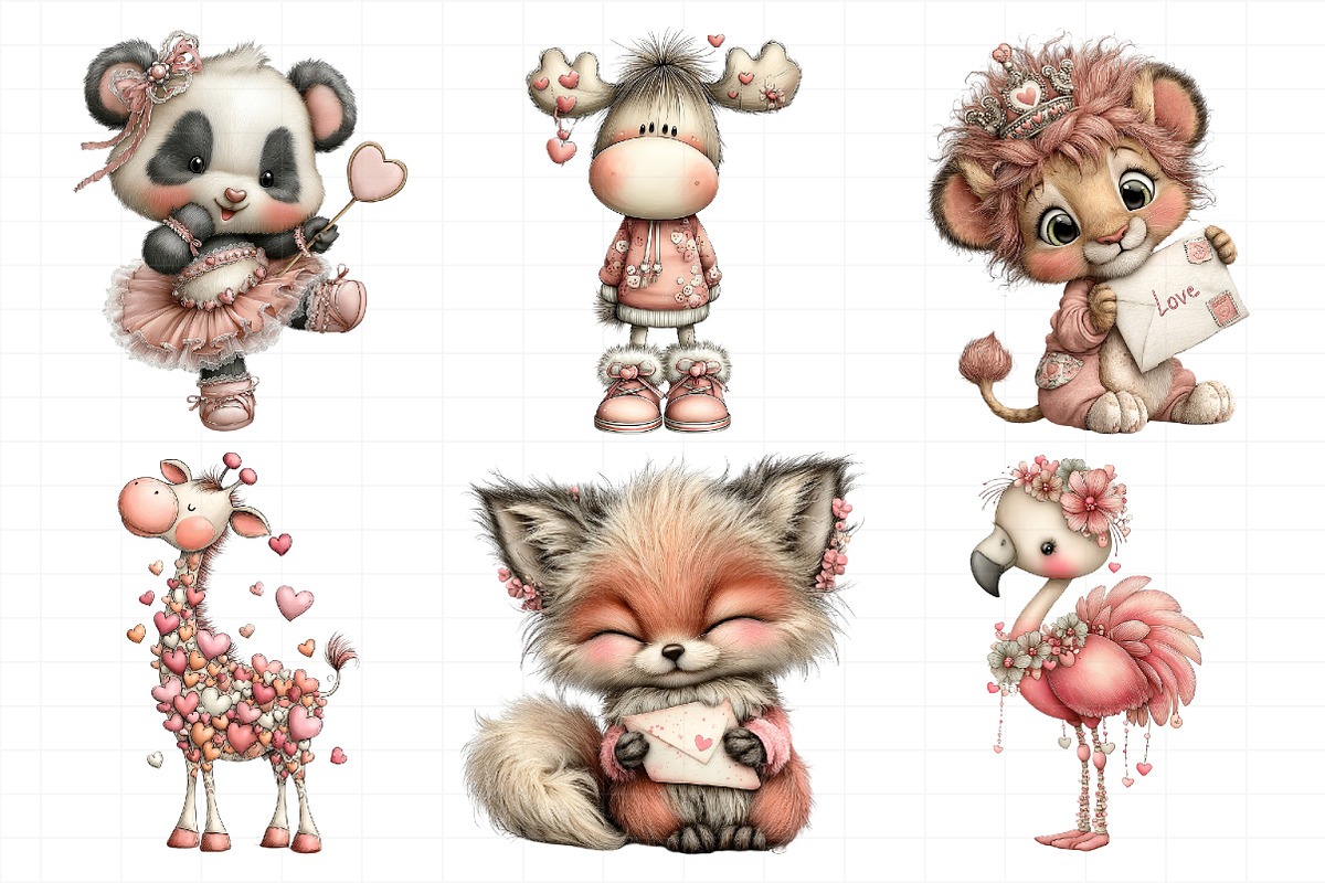 Quirky Valentine Day Animal Clipart, an Illustration by Daily.Designs (Photo 3 of 5)