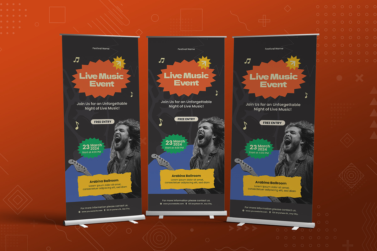 Live Music Event Roll Up Banner, a Print Template by Fannan Studio (Photo 2 of 2)