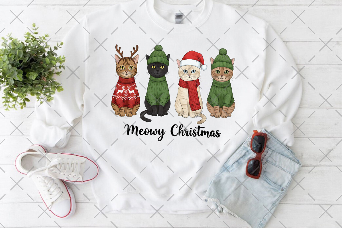 Meowy Christmas Png, Christmas Cat, an Illustration by Craft Nest (Photo 6 of 6)