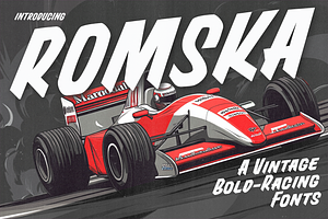 Romska - Vintage Bold Race Fonts, a Sans Serif Font by Konstantine Studio