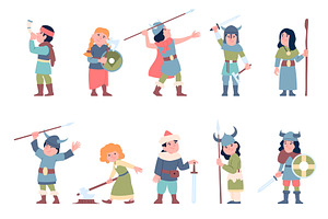 Viking children. Kids play, a Person Illustration by LadadikArt