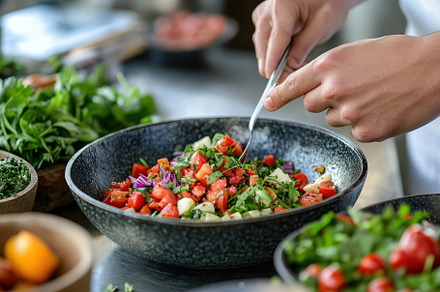 Fresh and healthy salad preparation, a Photo by Iftikhar Alam