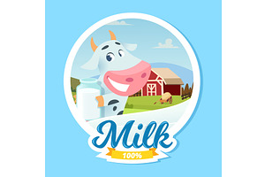 Cow label. ads identity banner with, an Animal Illustration by Onyx