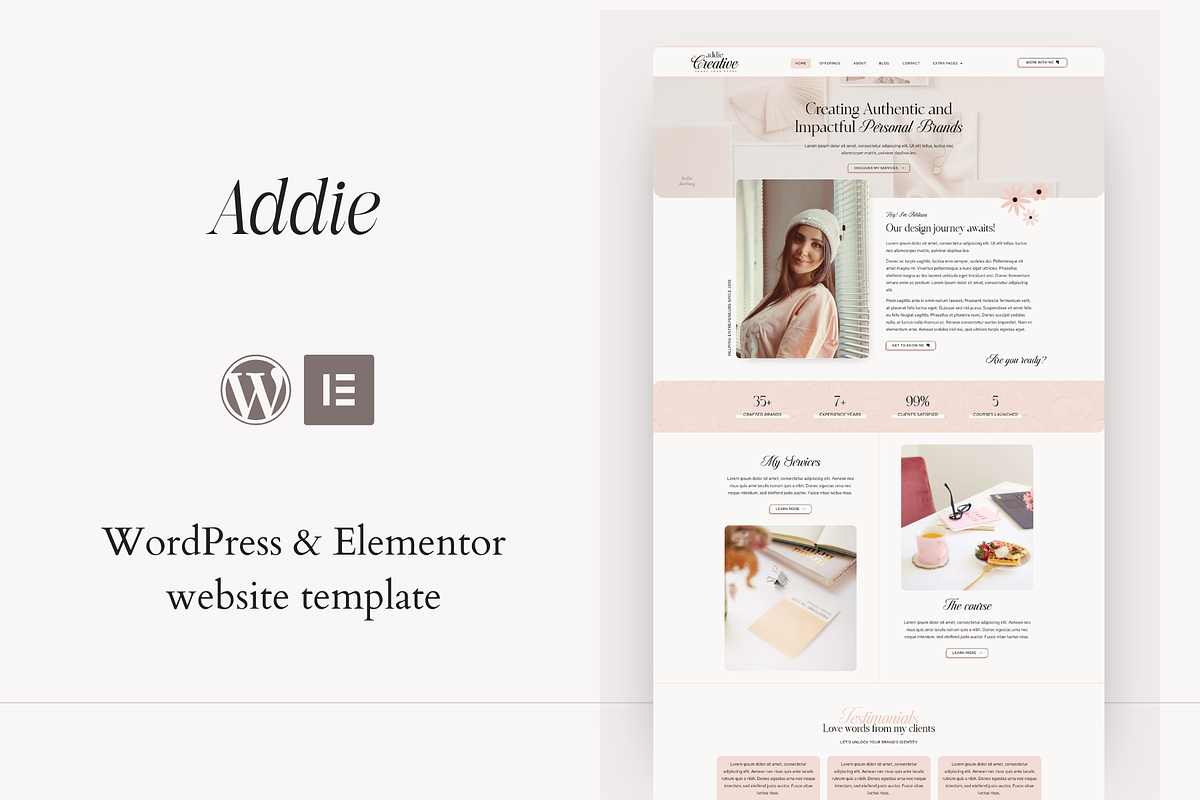 Addie | WordPress, Elementor pro, a WordPress Template by DesignWithCris (Photo 1 of 6)