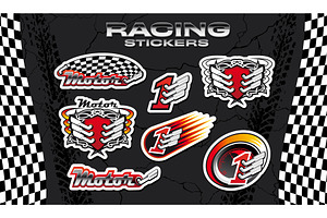 Racing sport stickers pack, a Sport Illustration by Vector Tradition