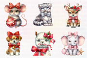 Cute Animal Christmas with Bow, an Illustration by CreationArt (Thumbnail 3 of 5)