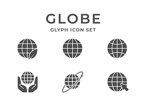 Set glyph icons of globe, a Solid Icon by motorama