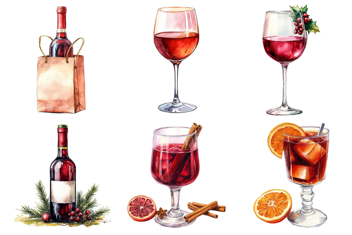 Christmas Red Wine Clipart, an Illustration by Daily.Designs (Photo 5 of 5)