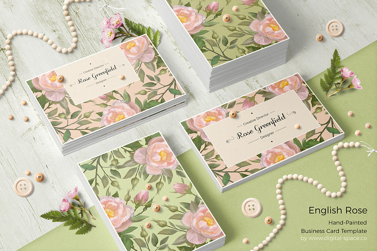 English Rose PSD Business Card, a Business Card Template by Digital Space (Photo 1 of 5)