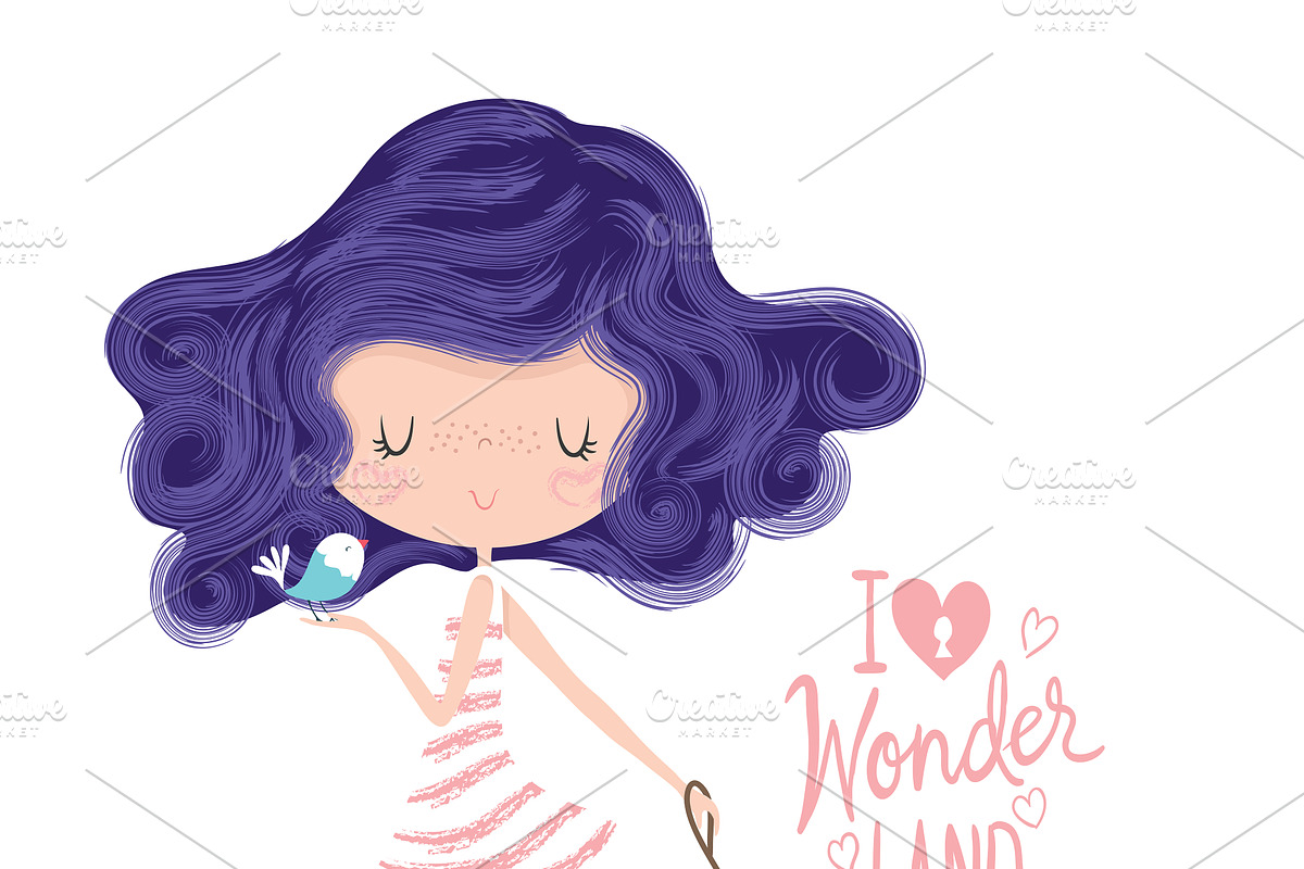 set with cartoon girls - cute girls, a Person Illustration by StudioLondon (Photo 3 of 9)