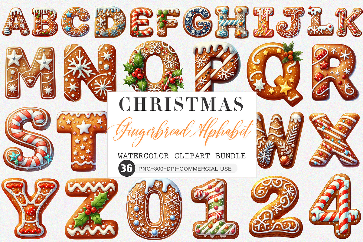 Christmas Gingerbread Alphabet PNG, an Illustration by SinaCreation (Photo 1 of 7)