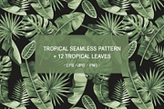 Tropical vector pattern & 12 leaves., a Pattern Graphic by Anna Smirnova (Thumbnail 1 of 5)