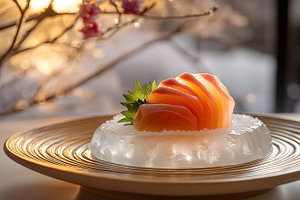 Fresh salmon sashimi on ice, a Food & Drink Photo by Photostock