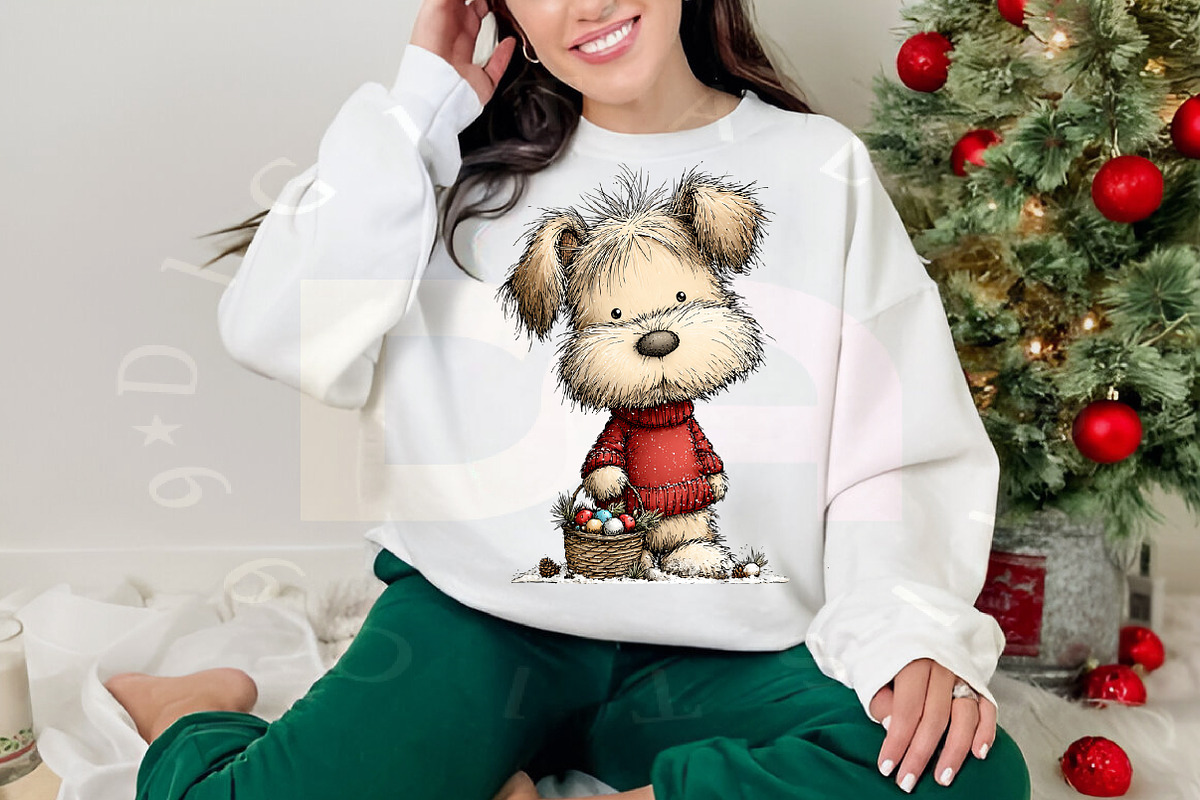 Watercolor Christmas Dog Clipart PNG, a Transportation Illustration by Digital Artistic99 (Photo 5 of 8)