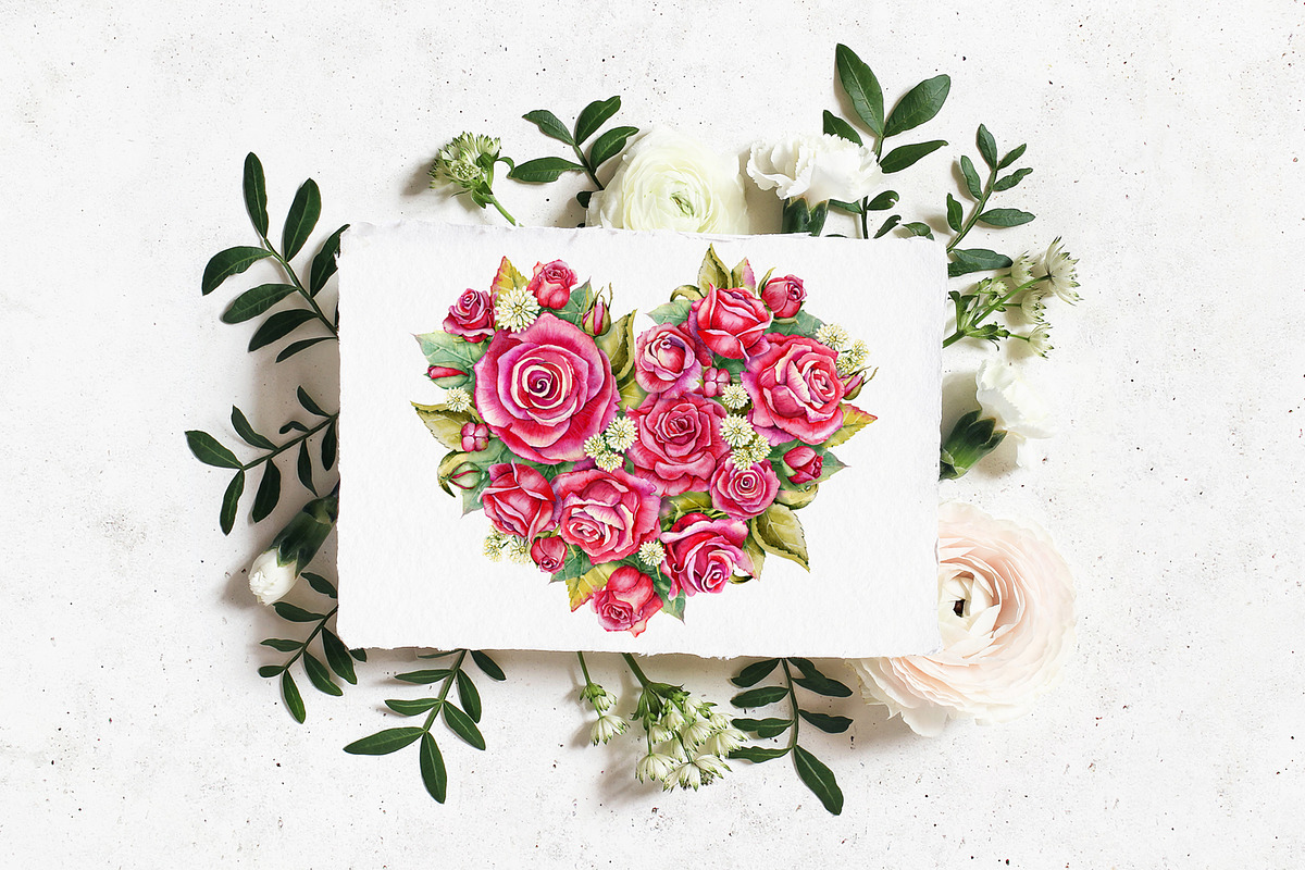Red roses, floral watercolor set, an Illustration by Artmanata (Photo 15 of 16)