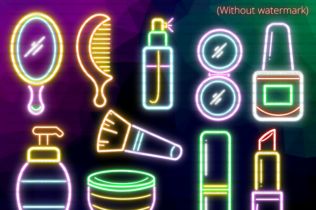 Neon Beauty Products Clipart PNG, a Decorative Illustration by Lenninator Digital (Photo 4 of 5)