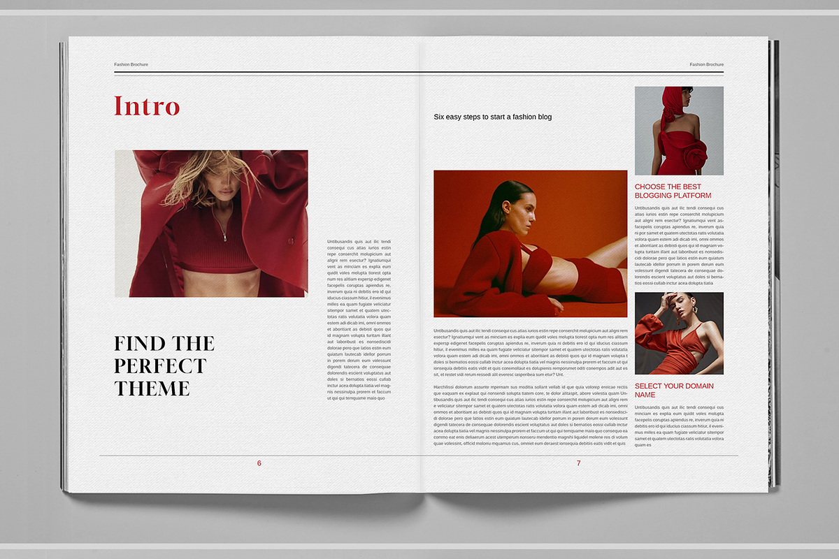 Red Fashion Studio Brochure Template, a Brochure Template by Boris Cupac (Photo 3 of 7)