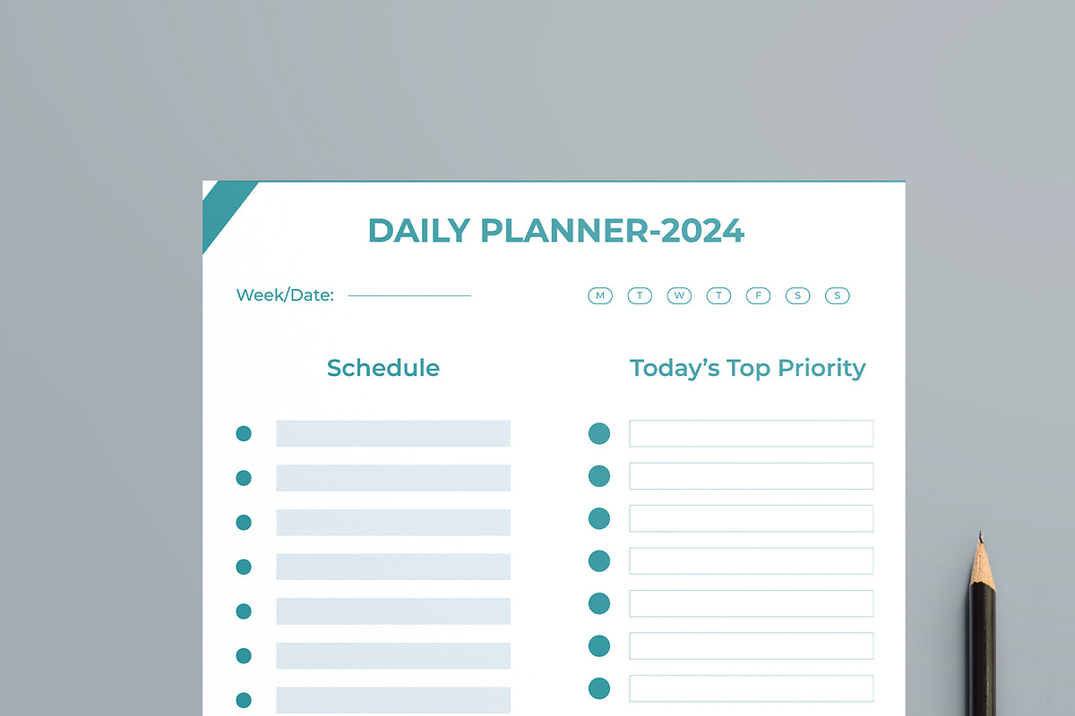 Daily Planner Template, a Stationery Template by MightyDesign (Photo 2 of 8)