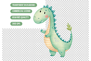 Cute Dinosaur Themed Watercolor Clip, an Illustration by TatiMockup (Thumbnail 4 of 4)