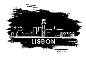 Lisbon Skyline Silhouette