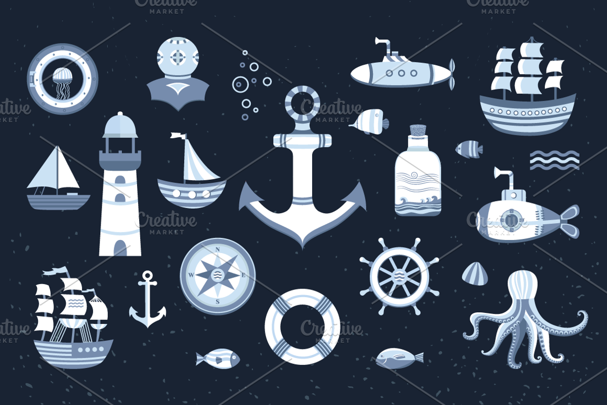 Vintage marine illustrations, a Texture Illustration by Dasha Efremova (Photo 6 of 7)