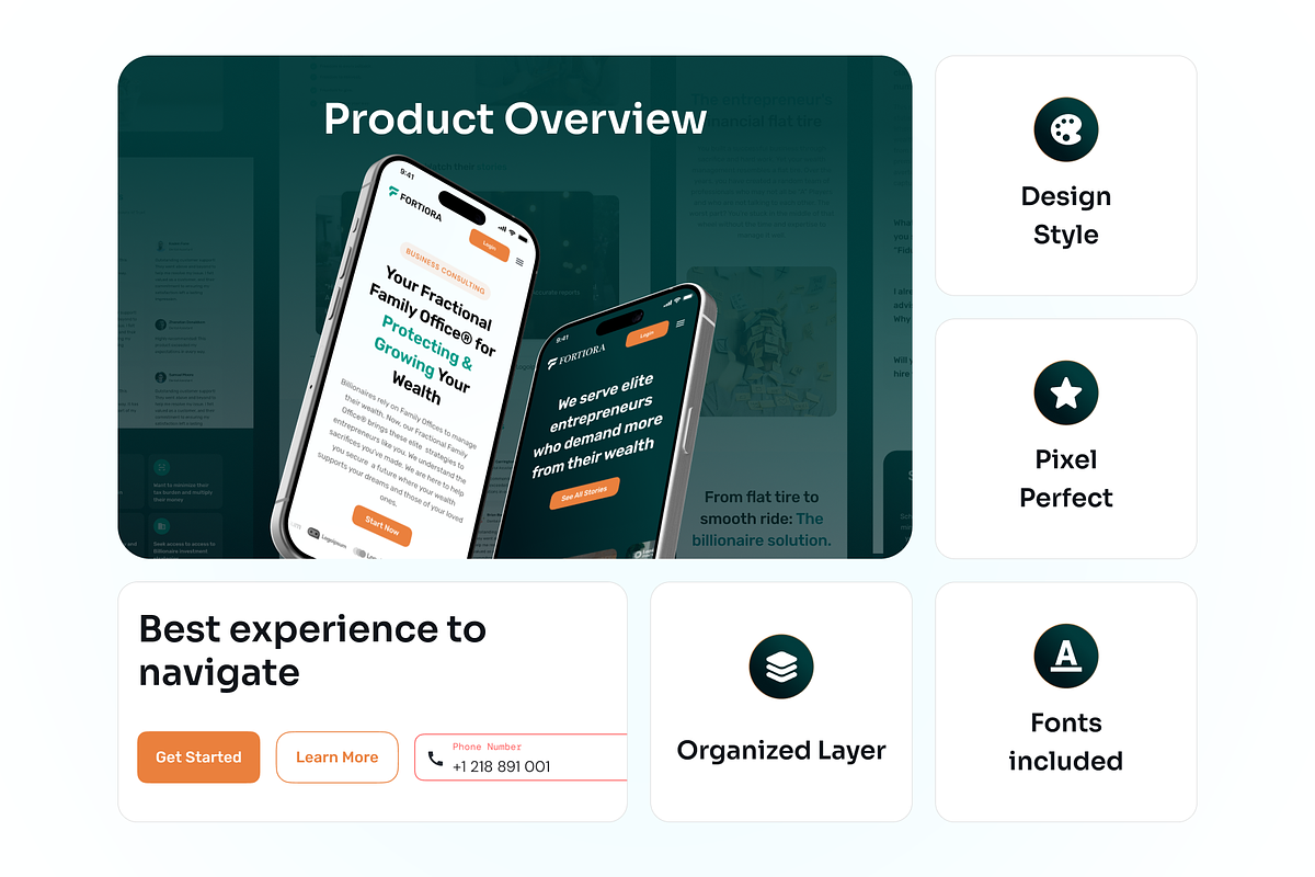 Fortiora - Wealth Consultant Web Kit, a Landing Page Template by Agensip Design Agency (Photo 3 of 10)