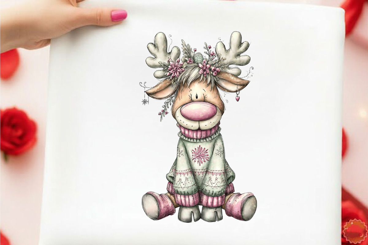 Funny Christmas Reindeer Clipart, an Illustration by designcity5 (Photo 3 of 5)