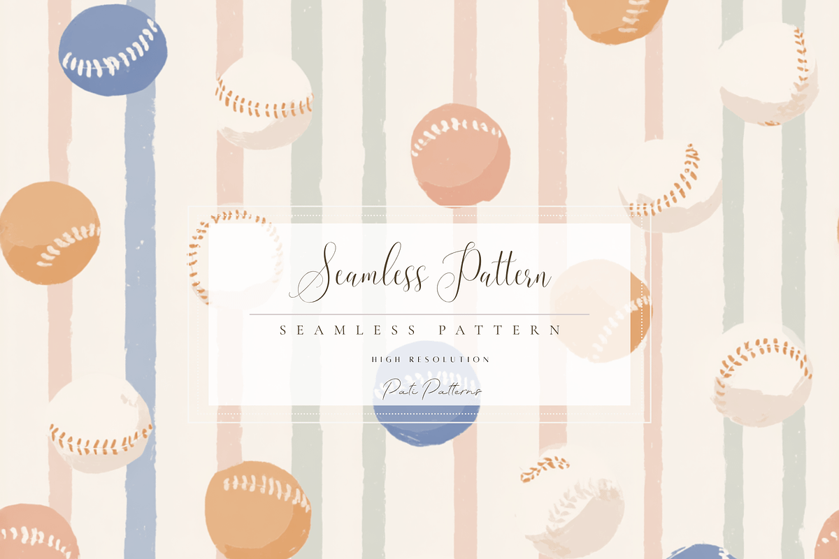 Kids Vintage Baseball Seamless Patte, a Pattern Graphic by Pati Charm Studio (Photo 1 of 7)