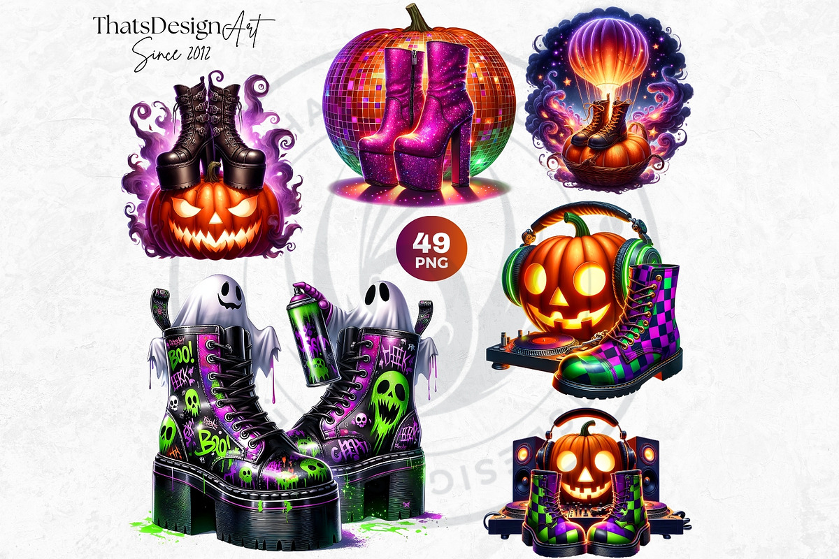 Vibrant Halloween Boots Clipart V2, an Illustration by ThatsDesignArt (Photo 4 of 10)